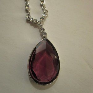 Pear Shaped Swarovski Amethyst Pendant Necklace